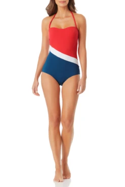 Anne Cole - Colorblock Bandeau One Piece Swimsuit -Chic Swimwear Shop anne cole color block bandeau op front 1252 21MO02574