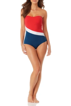 Anne Cole - Colorblock Bandeau One Piece Swimsuit -Chic Swimwear Shop anne cole color block bandeau op front 1268 21MO02574