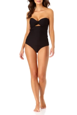 Anne Cole - Textured Twist Front Bandeau Tankini Top With Cutout -Chic Swimwear Shop anne cole dream weaver twist front bikini top front 1800 21MT28714 2
