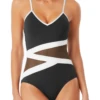 Anne Cole - Colorblock Mesh One Piece Swimsuit