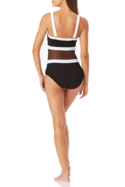 Anne Cole - Colorblock Mesh High Neck One Piece Swimsuit -Chic Swimwear Shop anne cole hot mesh high neck mesh insert op back 1383 21MO02875