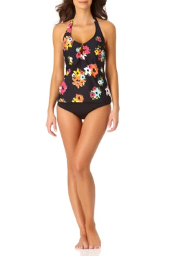 Anne Cole - Halter U Trim Tankini Top -Chic Swimwear Shop anne cole island bloom halter u trim tankini front 643 21MT28927