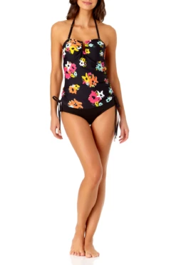 Anne Cole - Bandeau Tankini With U Trim -Chic Swimwear Shop anne cole island bloom strappless u trim drawstring bandeau tankini front 1674 21MT29027