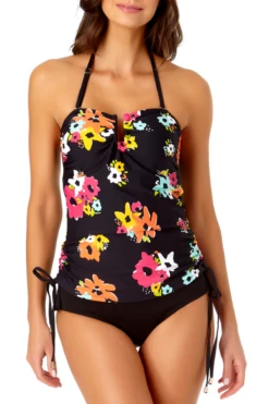 Anne Cole - Bandeau Tankini With U Trim -Chic Swimwear Shop anne cole island bloom strappless u trim drawstring bandeau tankini front 1674 21MT29027 2