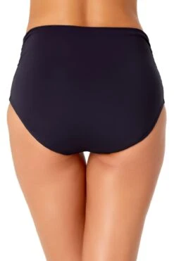 Anne Cole - Convertible High Waist Shirred Swim Bottom -Chic Swimwear Shop anne cole live in color convertible shirred hi low bikini bottom nvy back crop 989 MYMB36001