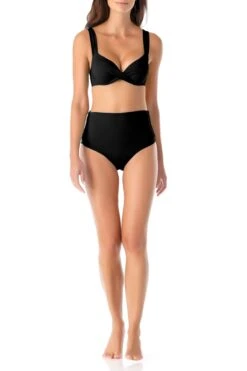 Anne Cole - Underwire Twist Front Bikini Swim Top -Chic Swimwear Shop anne cole live in color underwire twist front cup size bikini blk front 1849 MYMT10501