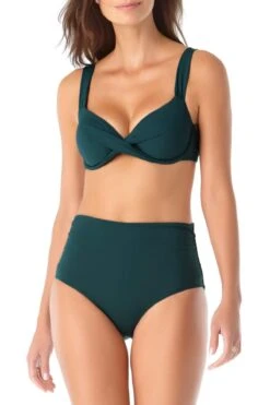 Anne Cole - Underwire Twist Front Bikini Swim Top -Chic Swimwear Shop anne cole live in color underwire twist front cup size bikini top euca front crop 1543 20MT10501