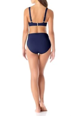 Anne Cole - Underwire Twist Front Bikini Swim Top -Chic Swimwear Shop anne cole live in color underwire twist front cup size bikini top navy back 1860 MYMT10501