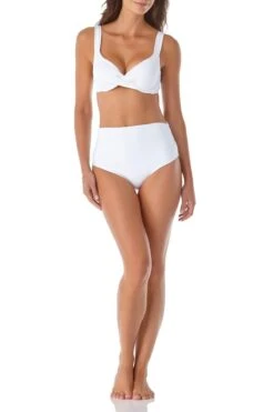 Anne Cole - Underwire Twist Front Bikini Swim Top -Chic Swimwear Shop anne cole live in color underwire twist front cup size bikini top white front 2598 MYMT10501