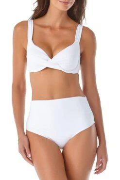 Anne Cole - Underwire Twist Front Bikini Swim Top -Chic Swimwear Shop anne cole live in color underwire twist front cup size bikini top white front crop 2598 MYMT10501