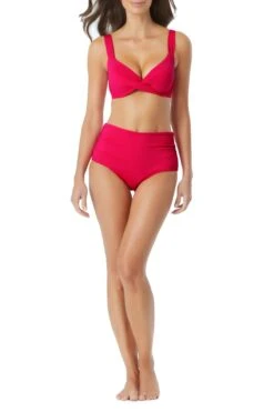 Anne Cole - Underwire Twist Front Bikini Swim Top -Chic Swimwear Shop anne cole live in color underwire twist front ots cup size tankini bery front 1011 MYMT10501