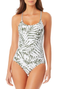 Anne Cole - Lace Back Shirred Lingerie Maillot One Piece Swimsuit