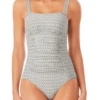 Anne Cole - Straight Neck Contour One Piece Swimsuit -Chic Swimwear Shop anne cole palm breeze straight neck contour op grco front crop 1055 21MO08197