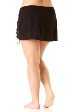 Anne Cole Plus - Adjustable Side Slit Skirted Bottom -Chic Swimwear Shop anne cole plus sarong swim skirt black backsidevwfull 406 20pb40701 jpg