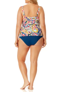 Anne Cole Plus - Underwire Twist Front Tankini Swim Top -Chic Swimwear Shop anne cole plus watercolor paisley uw twist front ots tankini back 151 21PT20195