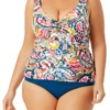 Anne Cole Plus - Underwire Twist Front Tankini Swim Top 2 Anne Cole Plus - Underwire Twist Front Tankini Swim Top -Chic Swimwear Shop anne cole plus watercolor paisley uw twist front ots tankini crop 130 21PT20195