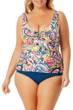 Anne Cole Plus - Underwire Twist Front Tankini Swim Top